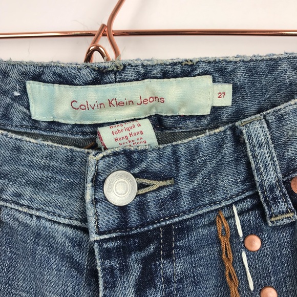 Vintage Calvin Klein Embroidered Heart Y2K Flare Jeans 28 - Picture 3 of 8